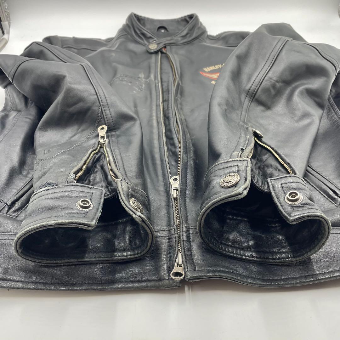 HARLEYDAVIDSON レザージャケット　シングルライダース　刺繍ロゴ M