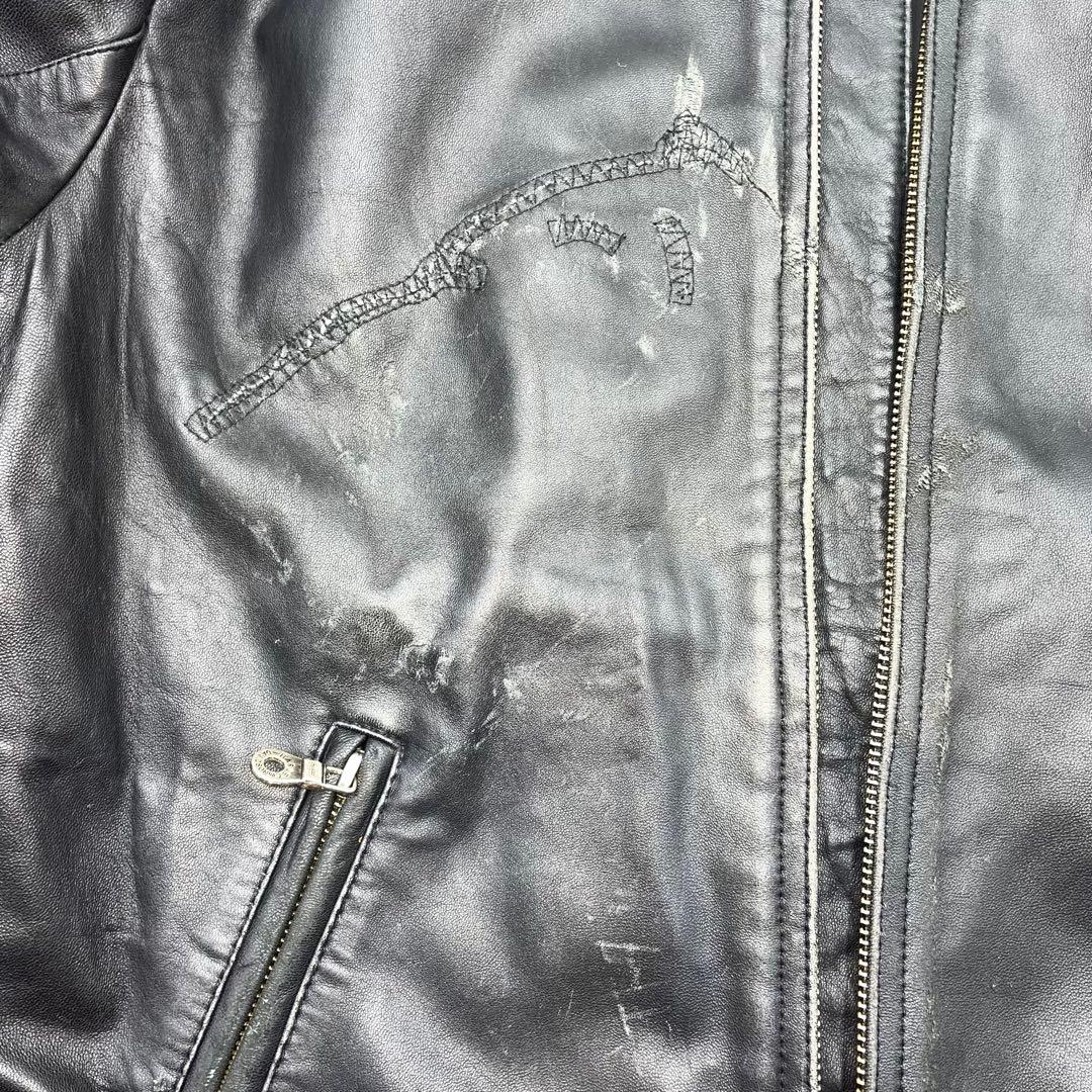 HARLEYDAVIDSON レザージャケット　シングルライダース　刺繍ロゴ M