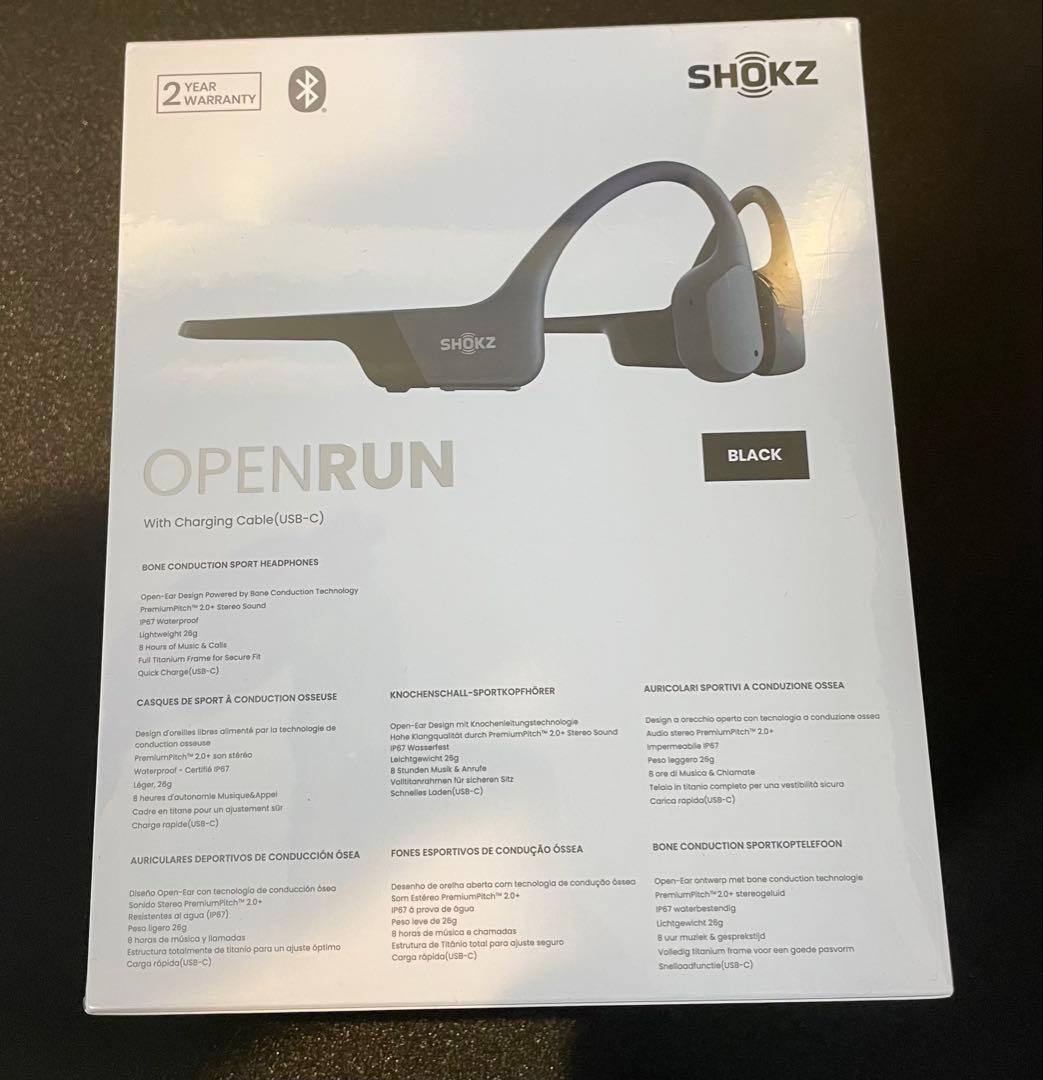 SHOKZ OpenRun 骨伝導イヤフォン ブラック