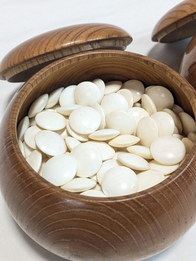 木製囲碁盤 碁石セット 脚付き へそあり 蛤碁石