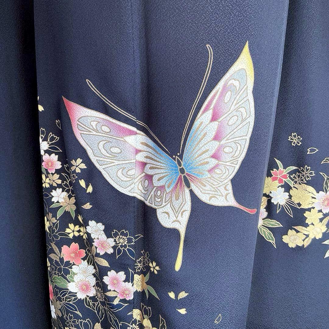 振袖フルセット　金彩加工友禅　成人式振袖　振袖　裄丈69 バタフライ