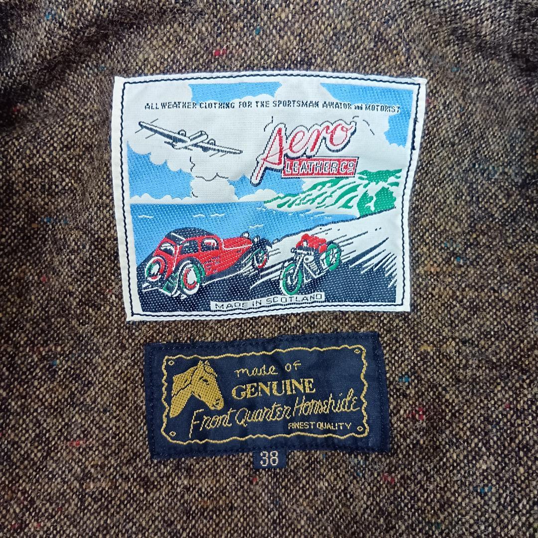 エアロレザー/レザージャケット/ハーフベルト/ブルゾン/ライダース/襟ボア/馬革