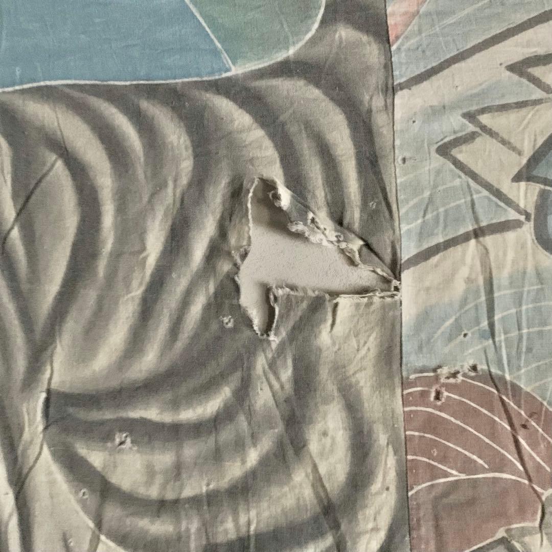 古い 木綿 筒描き 布団皮？ 古布 古道具 アンティーク