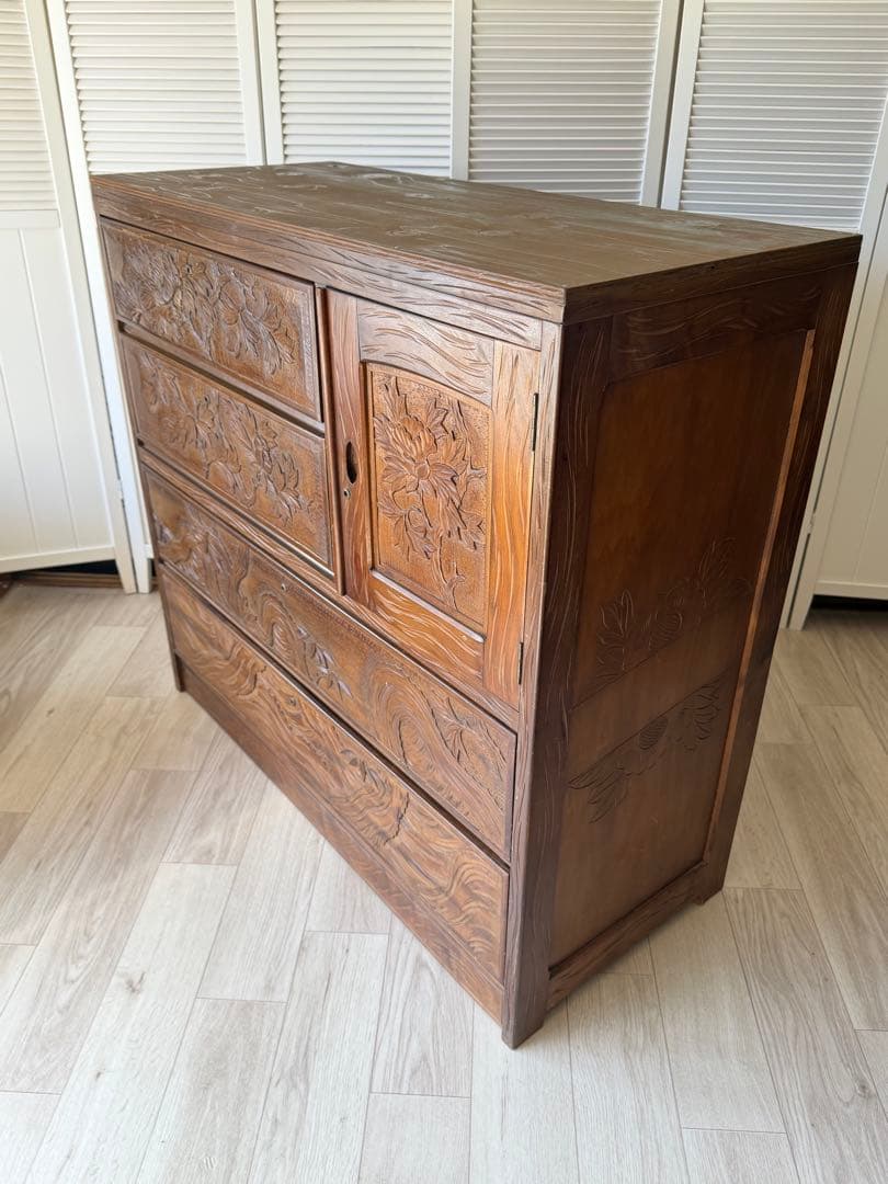 最終値下げ! 伝統工芸品 軽井沢彫 サイドボード アンティーク リメイク