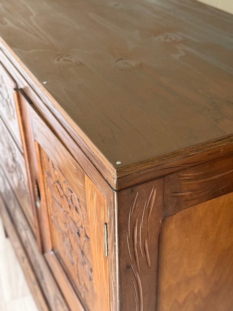 最終値下げ! 伝統工芸品 軽井沢彫 サイドボード アンティーク リメイク