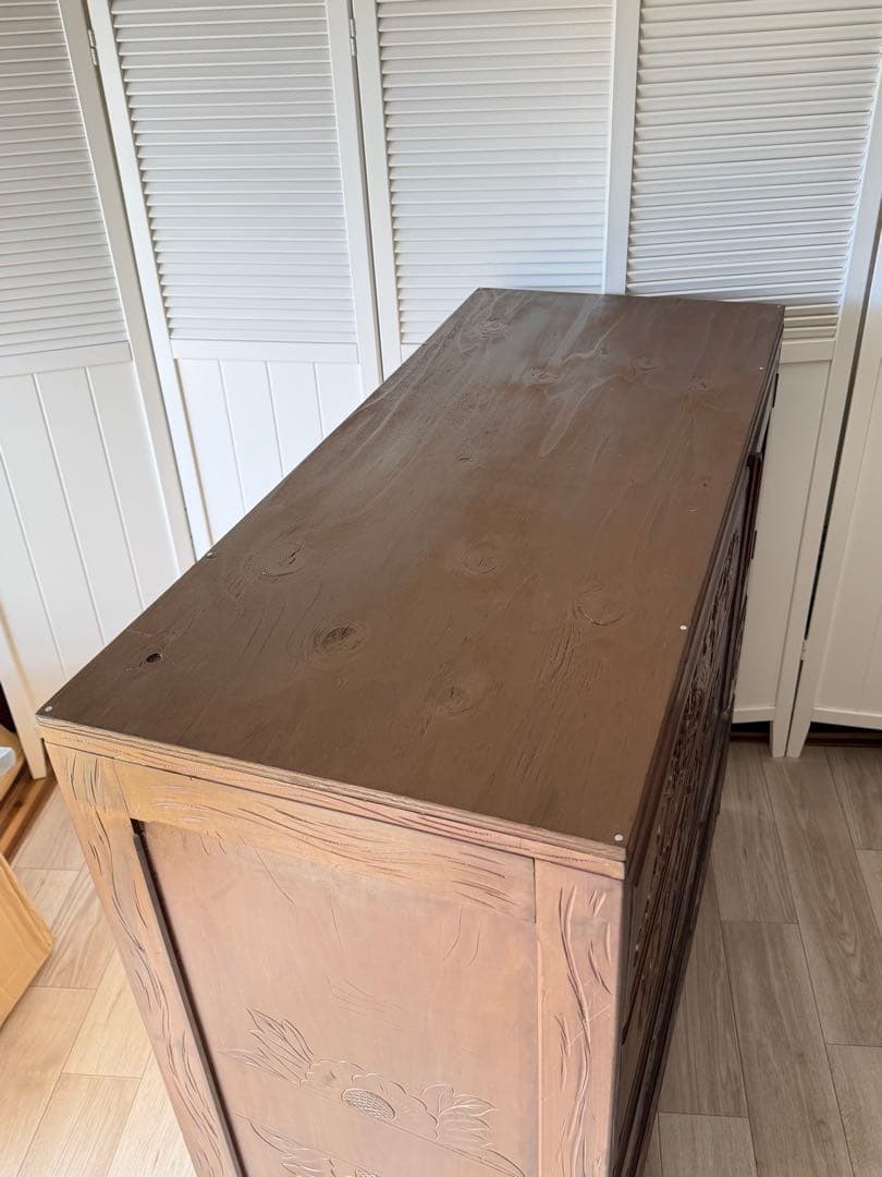 最終値下げ! 伝統工芸品 軽井沢彫 サイドボード アンティーク リメイク