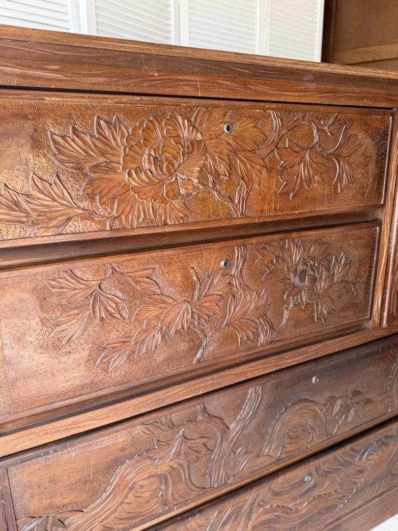 最終値下げ! 伝統工芸品 軽井沢彫 サイドボード アンティーク リメイク