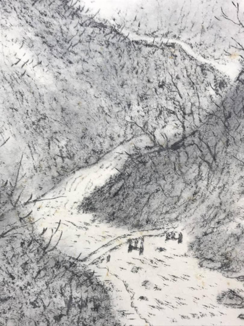 真作/小川鴻城/寒山帰樵図/山水図/山水人物図/掛軸☆宝船☆AE-344