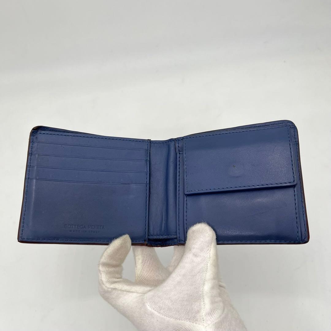 ボッテガヴェネタ 二つ折り財布 マキシイントレチャート バイカラー RFID