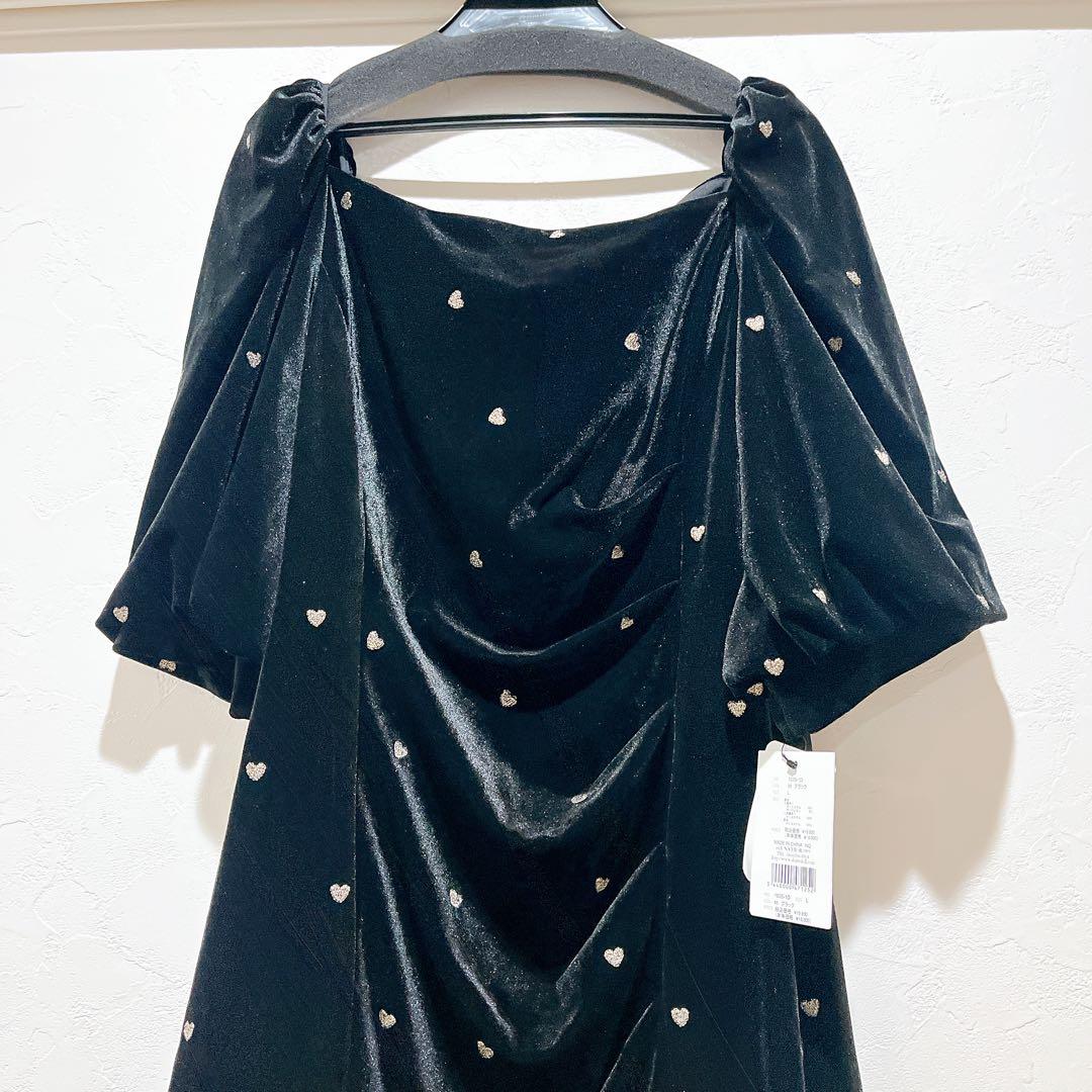 【新品タグ付き】スイートハートベロアドレス 試着のみ Lサイズ ブラック