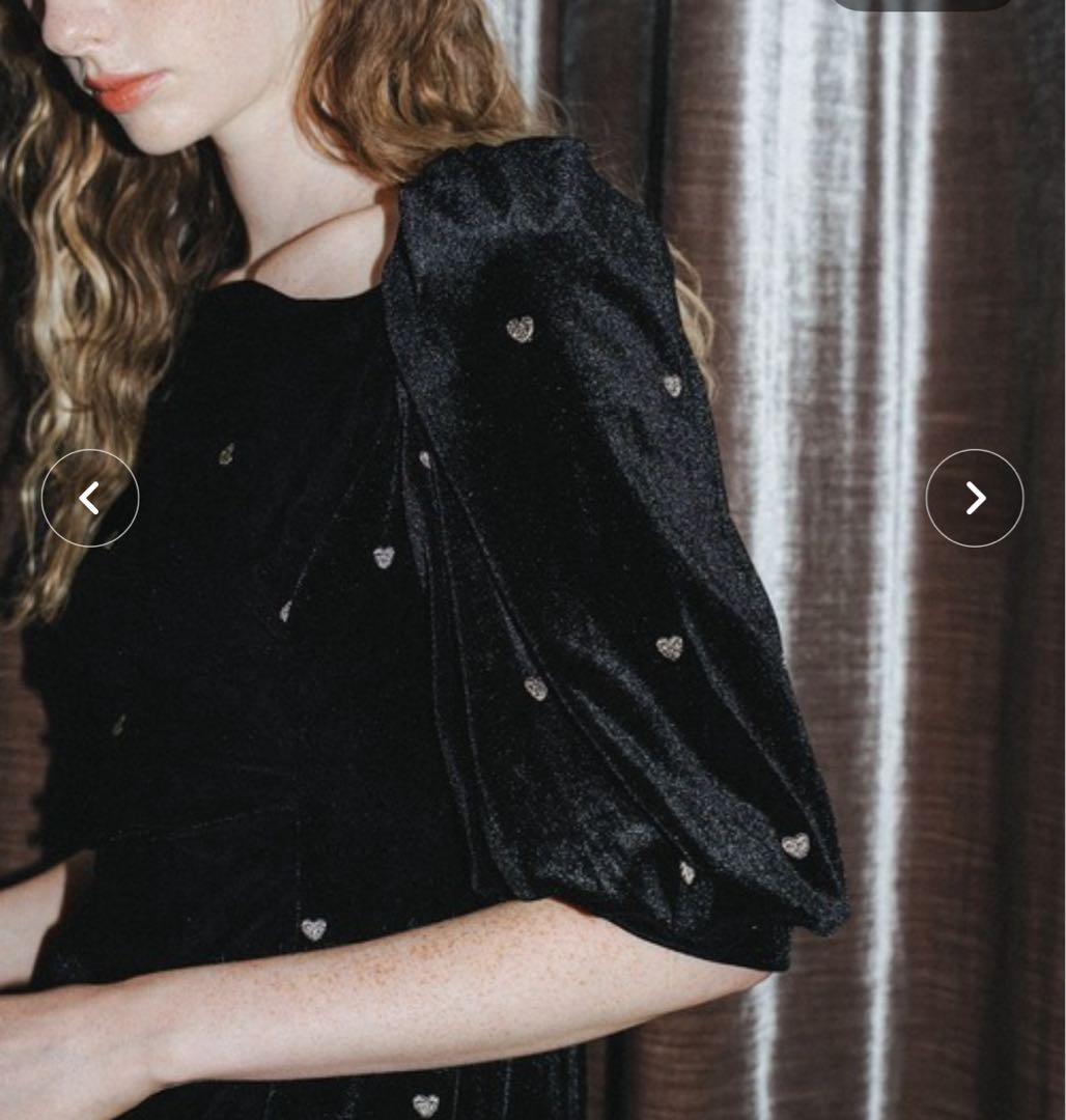 【新品タグ付き】スイートハートベロアドレス 試着のみ Lサイズ ブラック