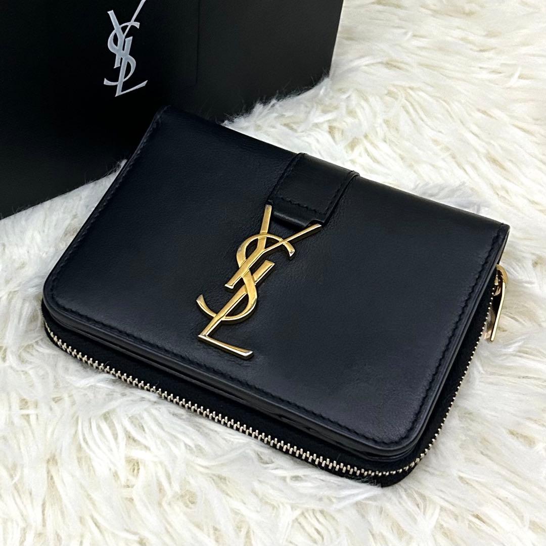 【美品】Saint Laurent カランドラ 財布 ブラック 二つ折り財布