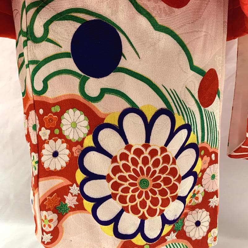 510ag45□七五三 三歳 セミアンティーク 女児 着物&被布 菊 水玉□良好