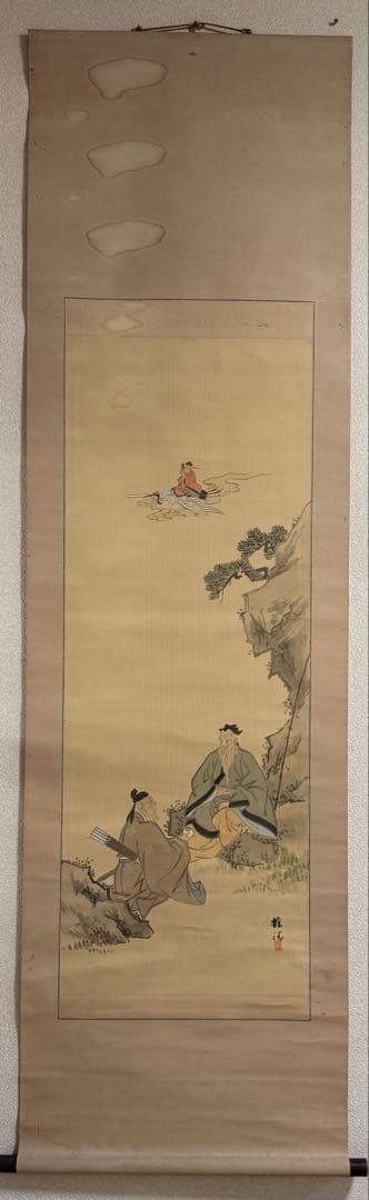 三長老　絹本肉筆　落款あり　古美術　掛軸　送料込み250617