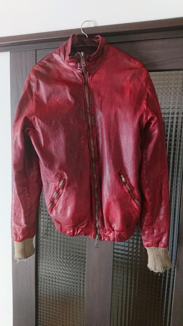 Giorgio Brato 赤 レザー シングルライダースジャケット