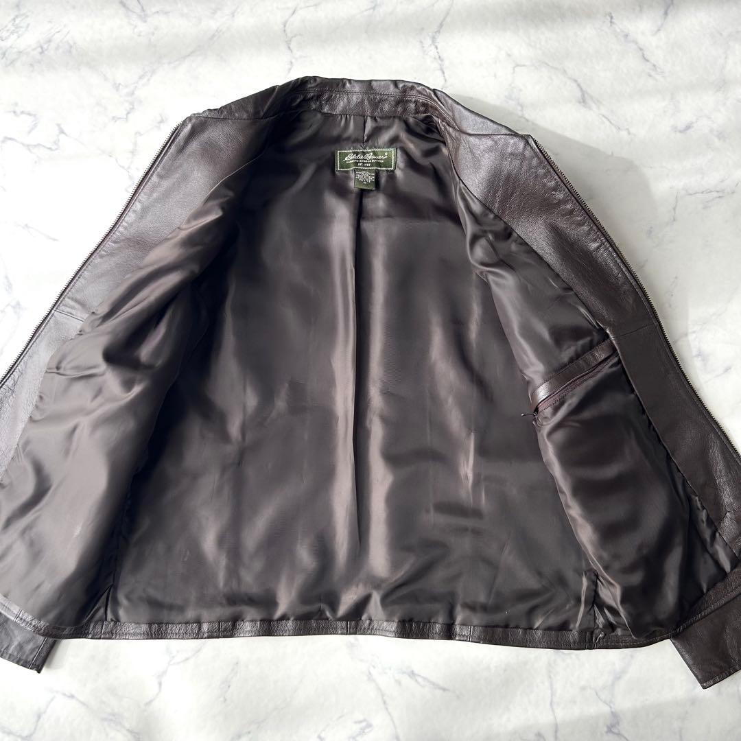 美品✨　エディーバウアー　レザージャケット　シングルライダース　本革　ブラウン