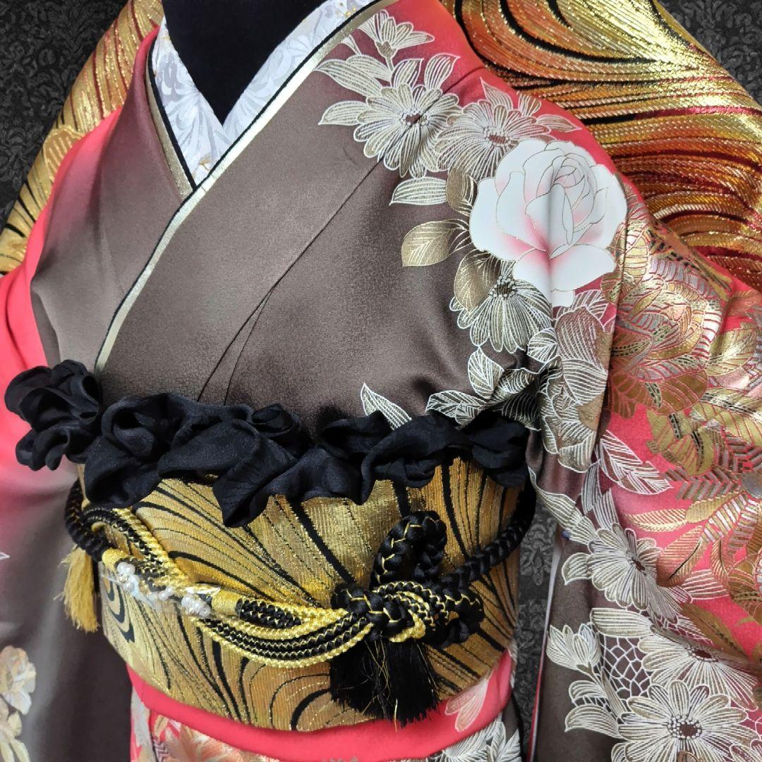 振袖フルセット(8点)・成人式・金銀彩加工・薔薇・モダン・逸品