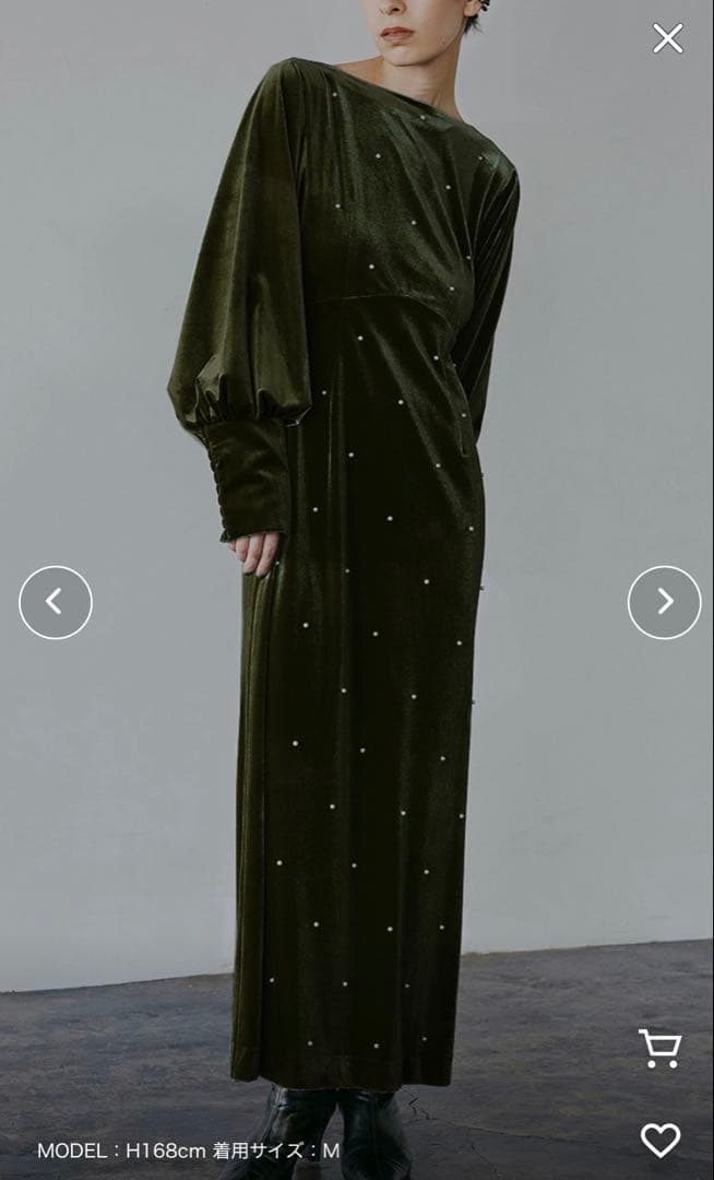 Ameri 美品 BACK OPEN PEARL VELOUR DRESS