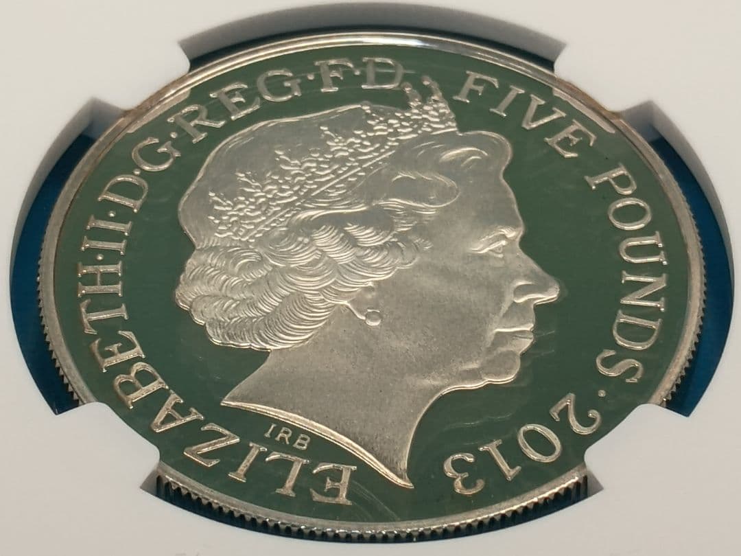 2013 エリザベス女王 戴冠60周年記念 5ポンド 銀貨 NGC PF69UC