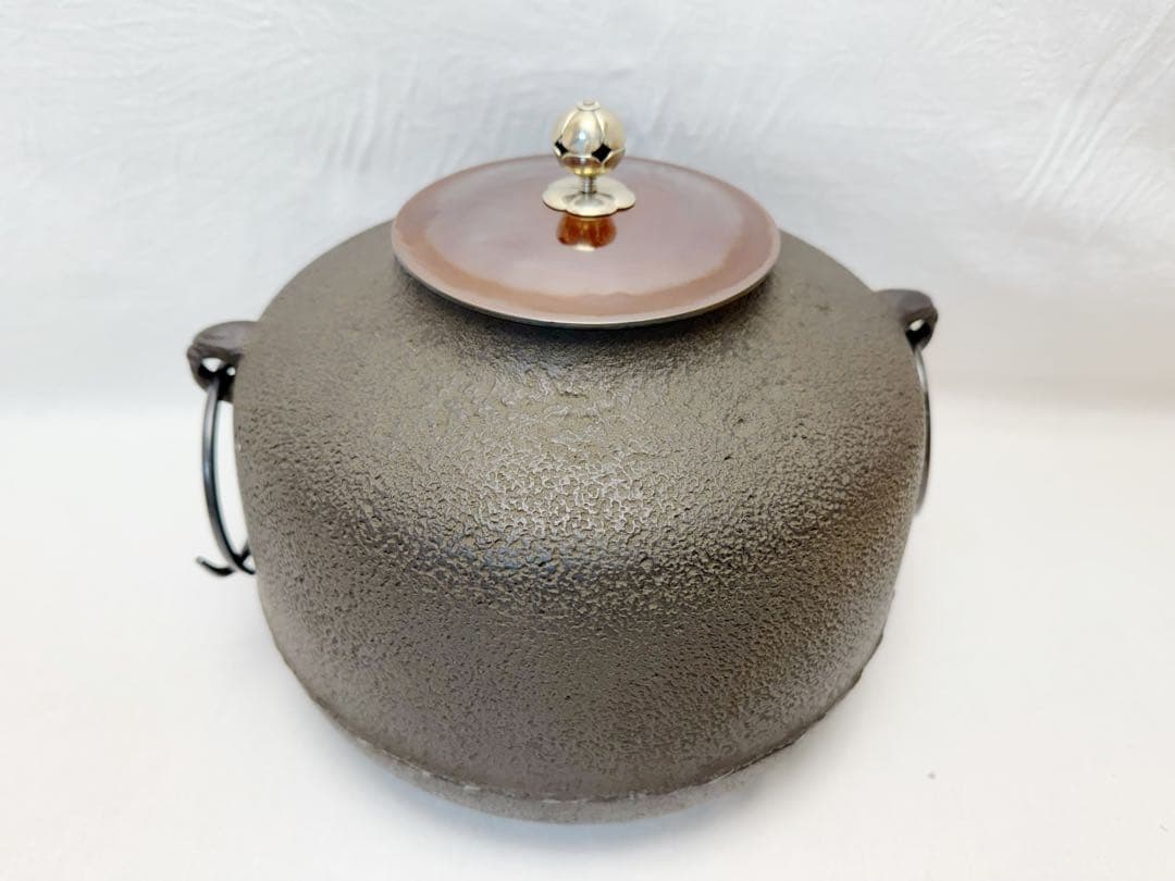 未使用 茶道具 釜師 道彦造 銀摘み 阿弥陀堂釜 鉄釜 共布 共箱