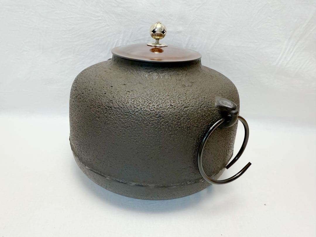 未使用 茶道具 釜師 道彦造 銀摘み 阿弥陀堂釜 鉄釜 共布 共箱