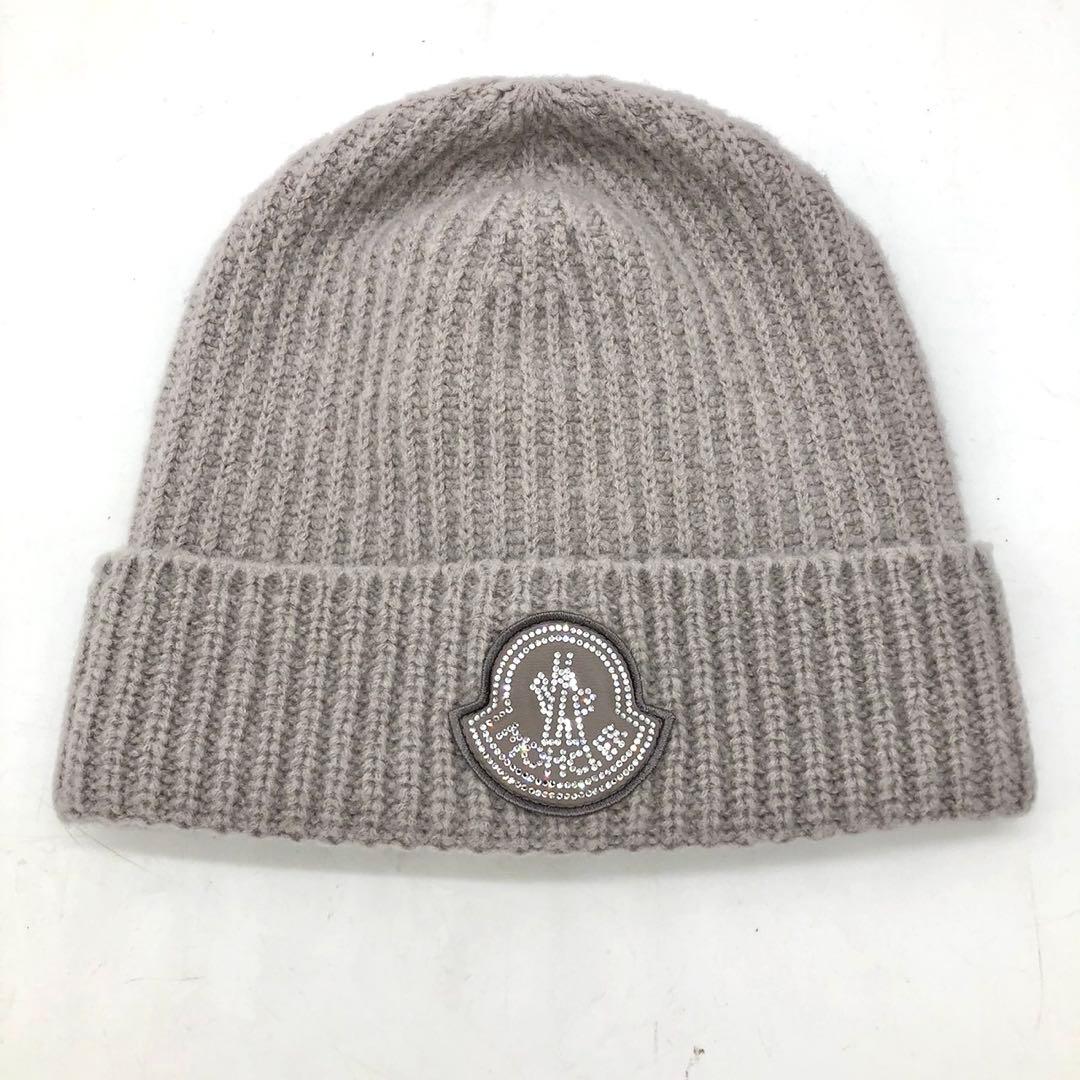 【近年モデル 新品】 MONCLER ニット帽 クリスタル マグリア グレー
