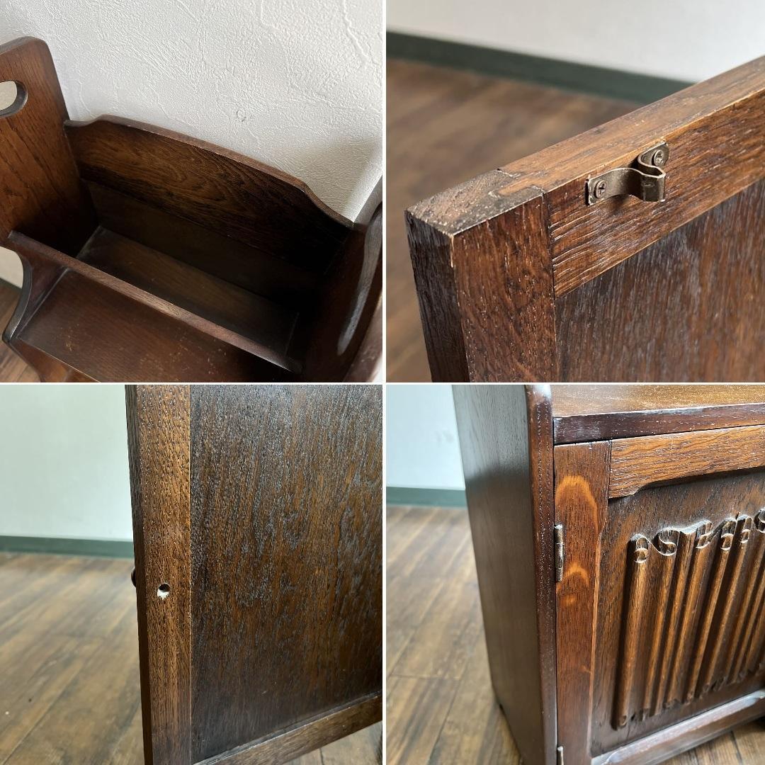 k351r120 英国らしい装飾のアンティーク家具 木製マガジンキャビネット