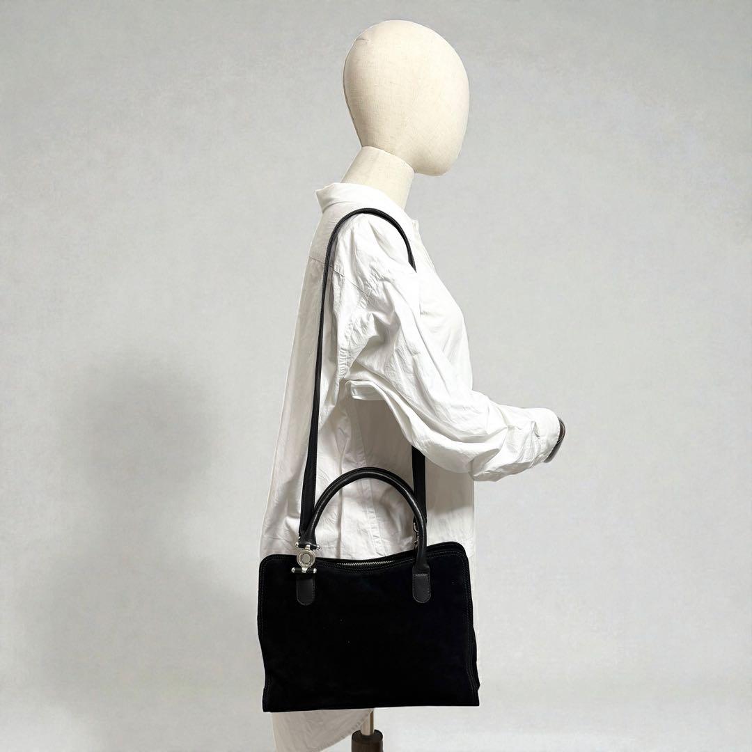 ラルフローレン　スエード×レザー　ブラック　2wayショルダーバッグ