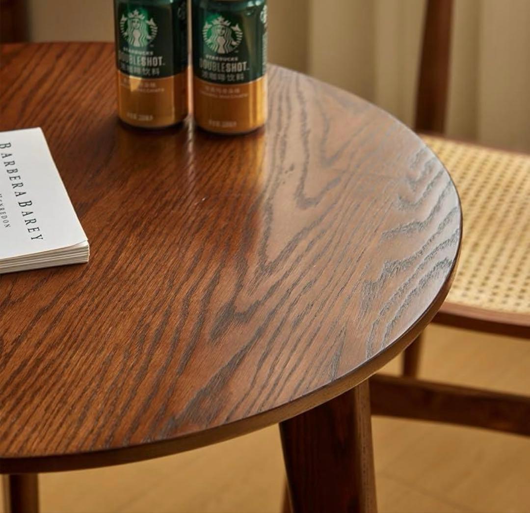 ブラウン 木製 ダイニングテーブル 直径60cm