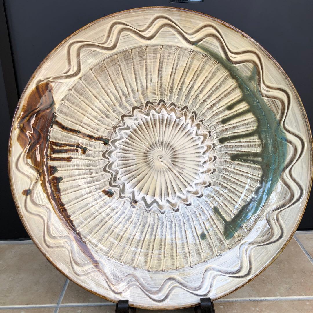 小鹿田焼　特大皿　陶芸