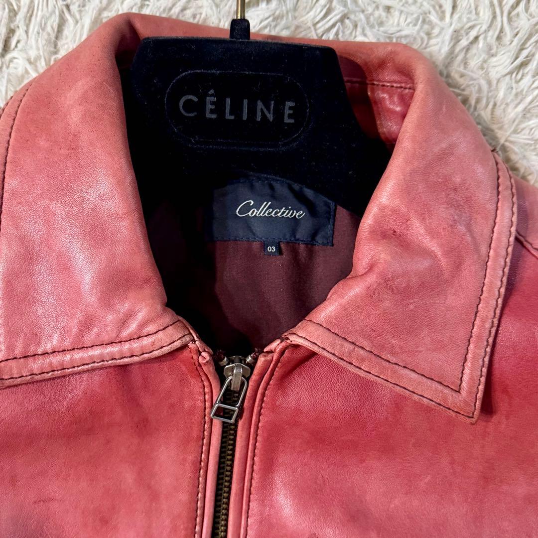 【希少】コレクティブ　ラムレザー　シングルライダース　ジャケット　レッド