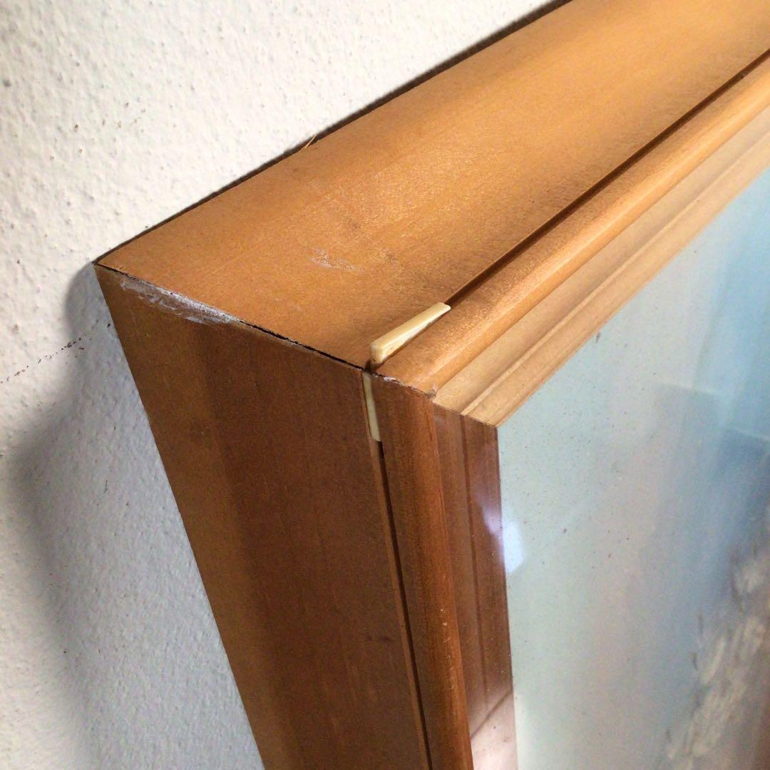 No4800 額装　油彩画　朝日　帆船　直筆サイン　箱付　絵画　美術　送料無料