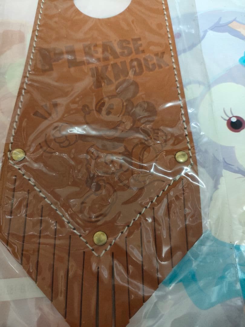新品 ディズニー ミッキー ドアプレート 2枚セット 牛革 ウエスタンランド