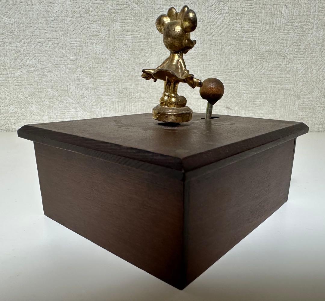 レトロ ミニーマウス 木製 オルゴール レットイットビー Let it be