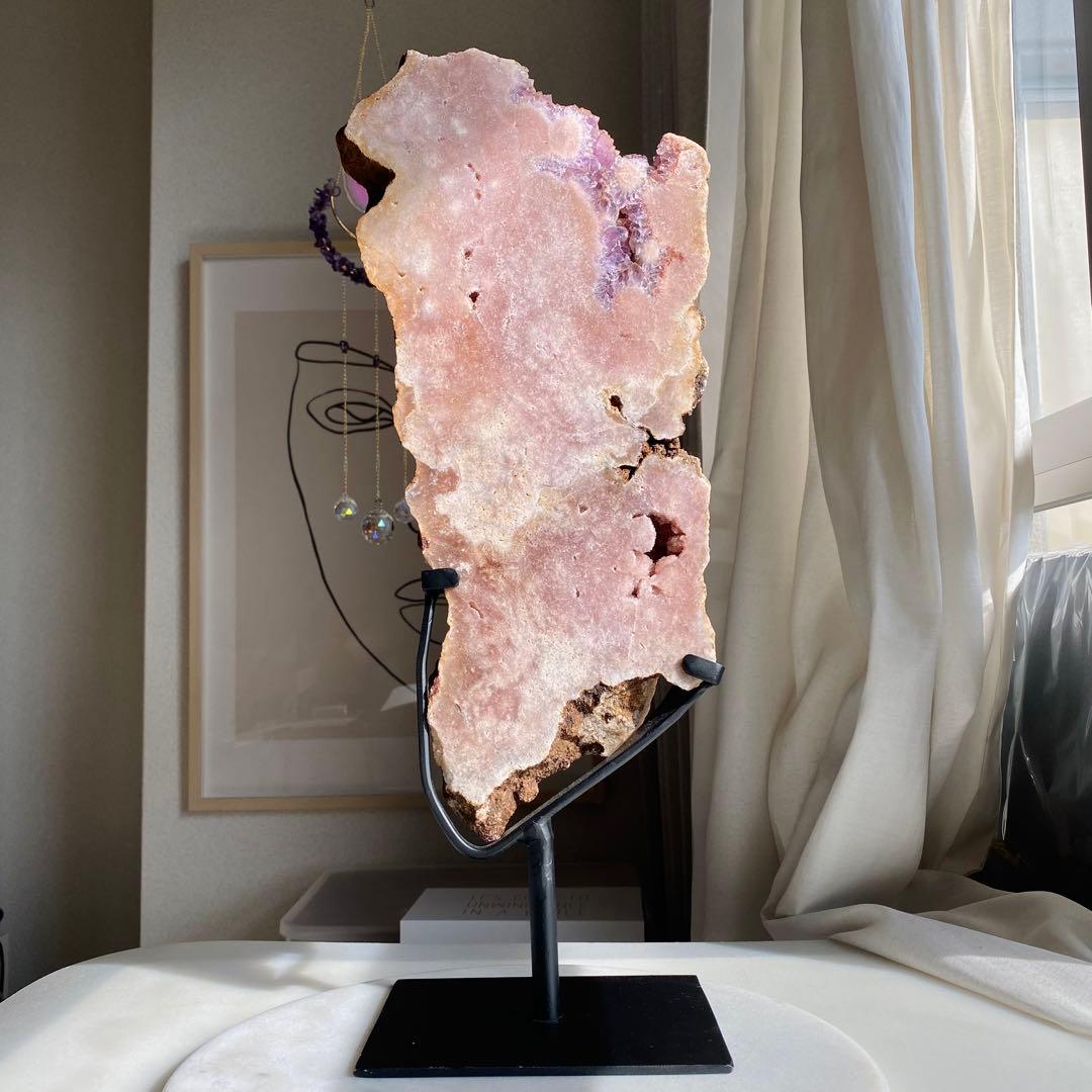 ★★★破格特価【 特大 ピンクアメジスト 原石 スラブ 約3.6kg スタンド