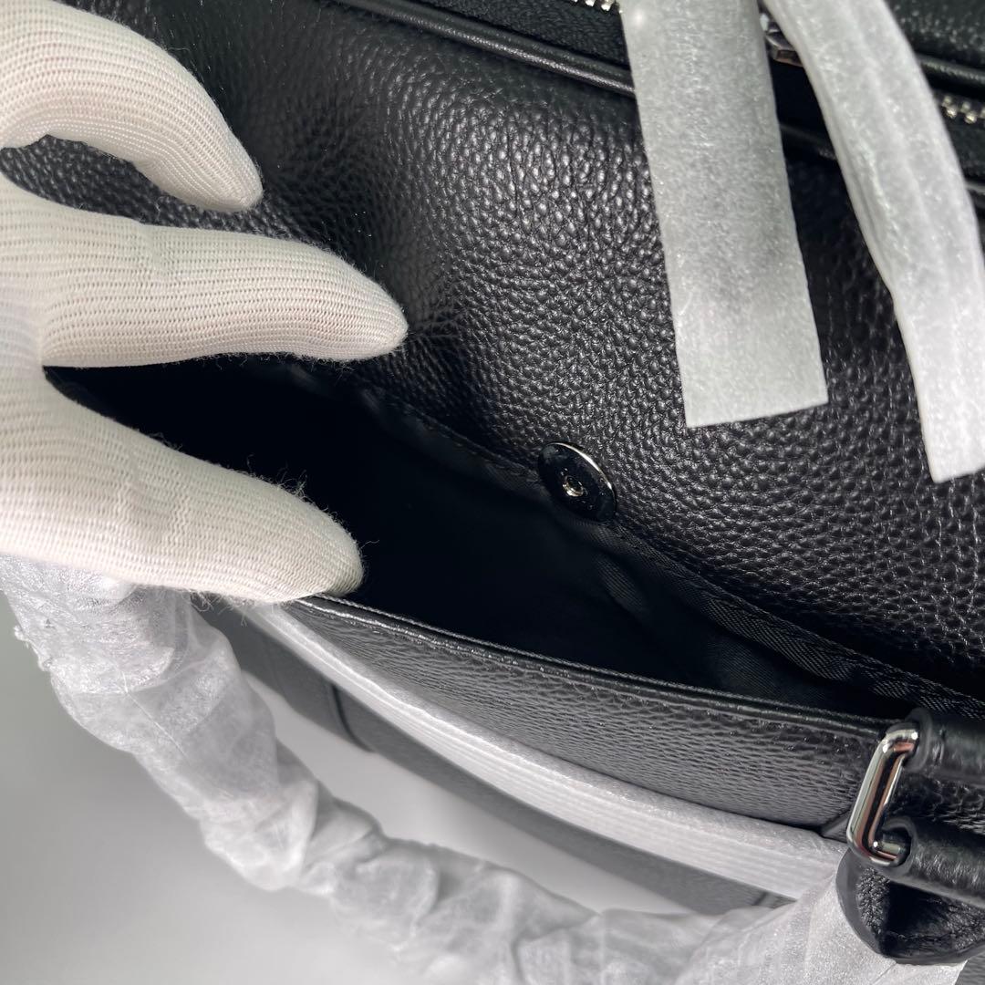 【新品✨】高級メンズビジネスバッグブリーフケース黒オールレザーシボ革2WAY