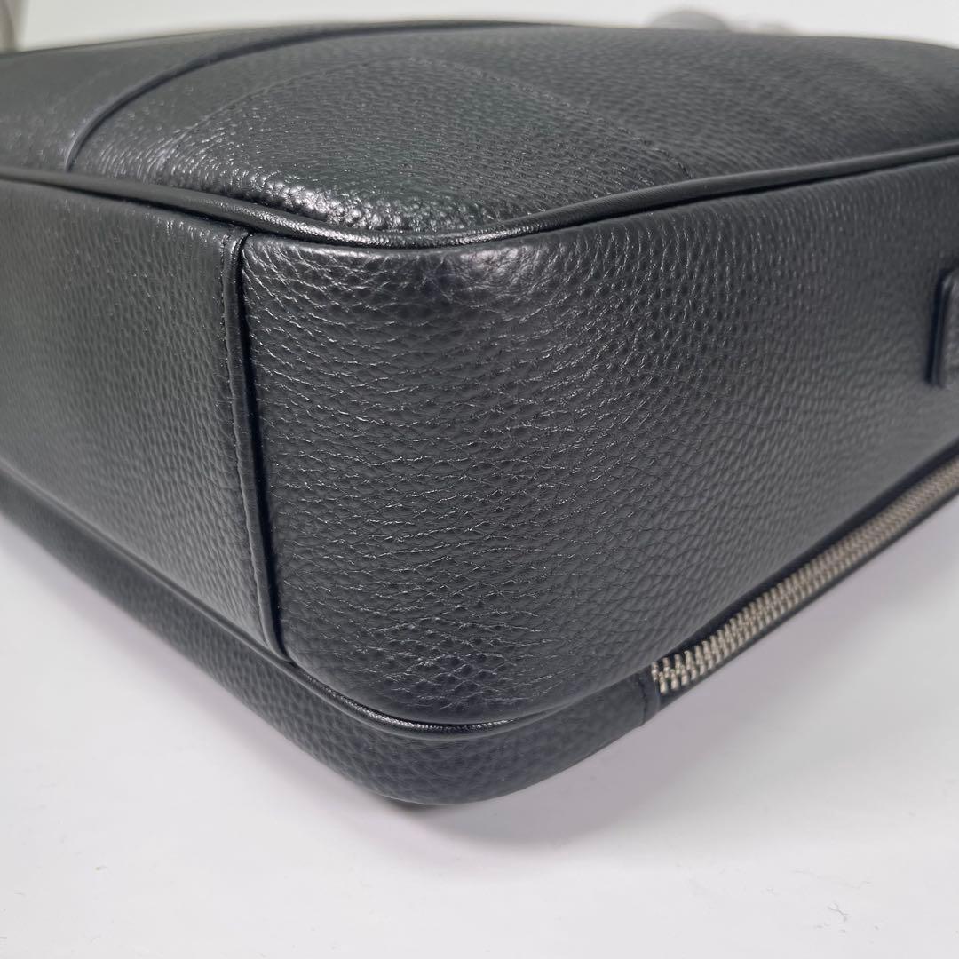 【新品✨】高級メンズビジネスバッグブリーフケース黒オールレザーシボ革2WAY