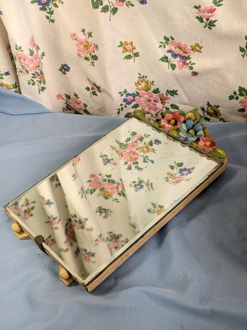 イギリス アンティーク バーボラミラー 卓上ミラー