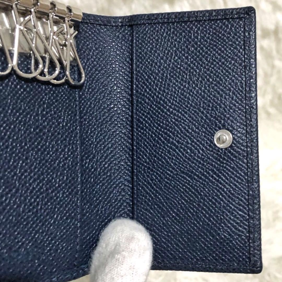 未使用✨ブルガリ グレイン カーブレザー 6連キーケース デニム サファイア