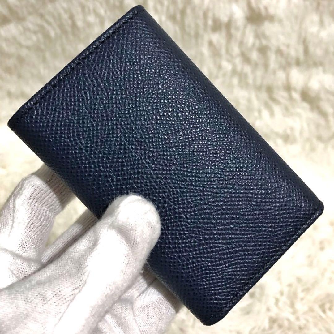 未使用✨ブルガリ グレイン カーブレザー 6連キーケース デニム サファイア