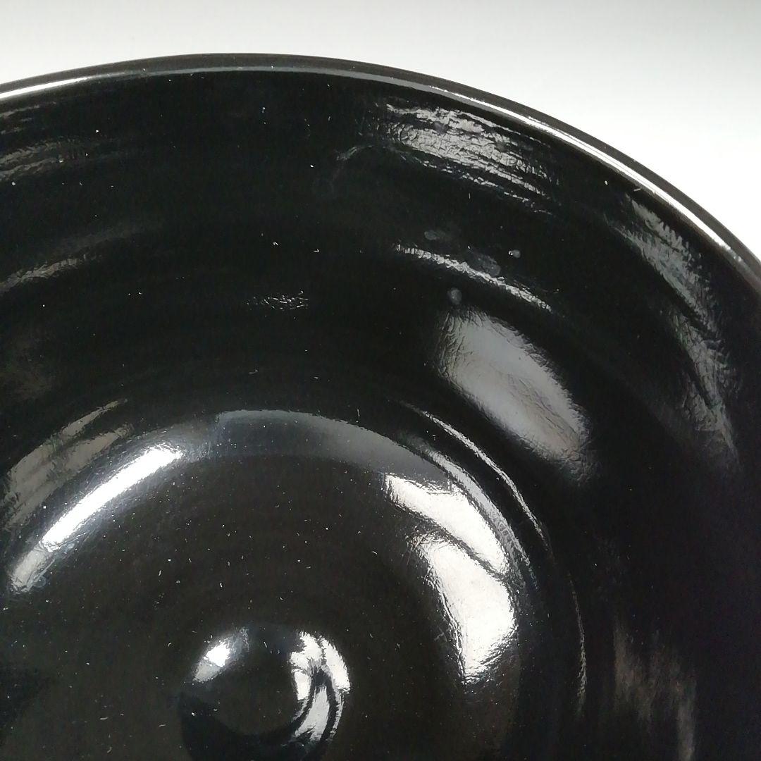 Ｔ６９７　茶碗　『仁清　黒青楓絵』『中村清彩 造』　共箱　抹茶碗　茶道具