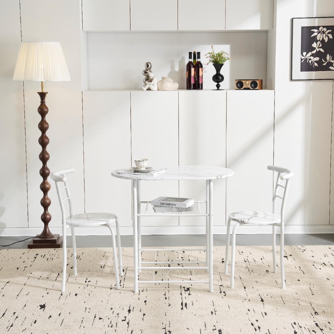 GW赤字価格！2人掛け円形ダイニング 3点セット　ダイニングテーブル　BLACK