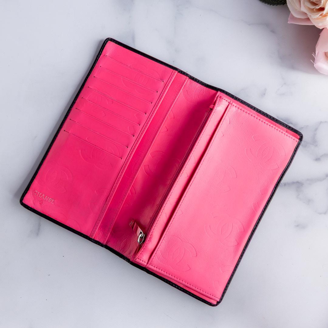 CHANEL シャネル 二つ折り長財布 カンボンライン デカココ