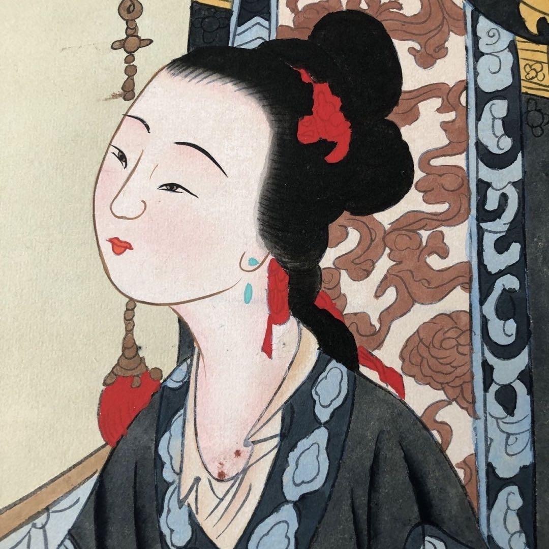 中国画 掛け軸 中堂 人物画 仕女 手描き 彩色 中国美術 インテリア