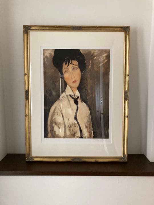 モジリアーニ　黒いネクタイの女　リトグラフ