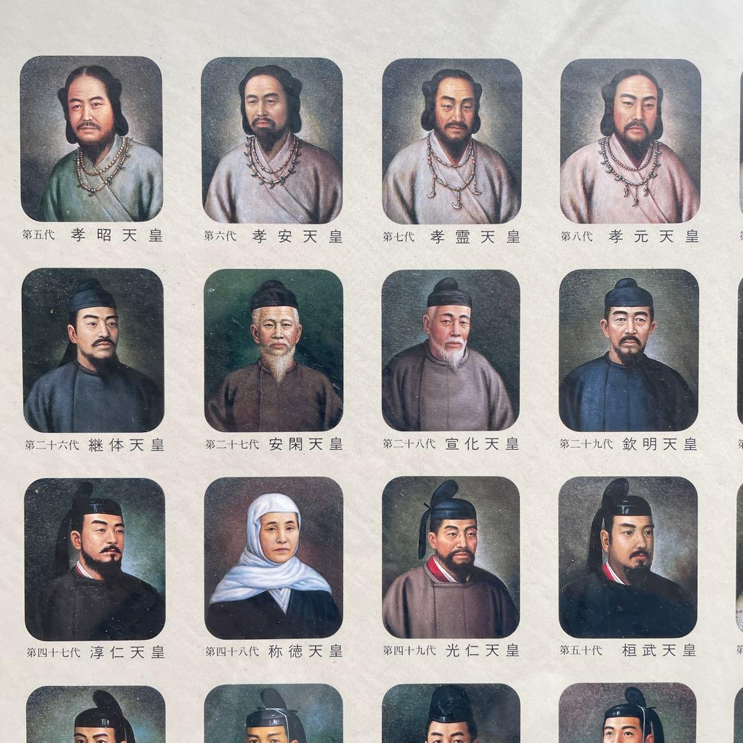 希少レア　日本国歴代天皇御影　額装　馬堀法眼喜孝　吉武勝俊　歴史　皇位継承