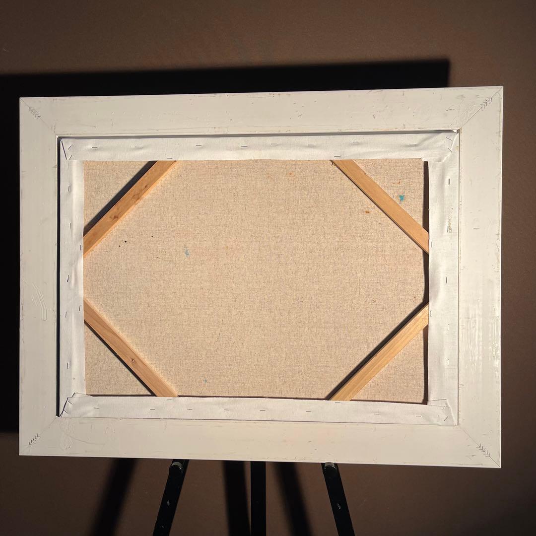 ★特秀作★ 手書き油絵 モネ 睡蓮の池 黄金色(大)額付 絵画 油彩画