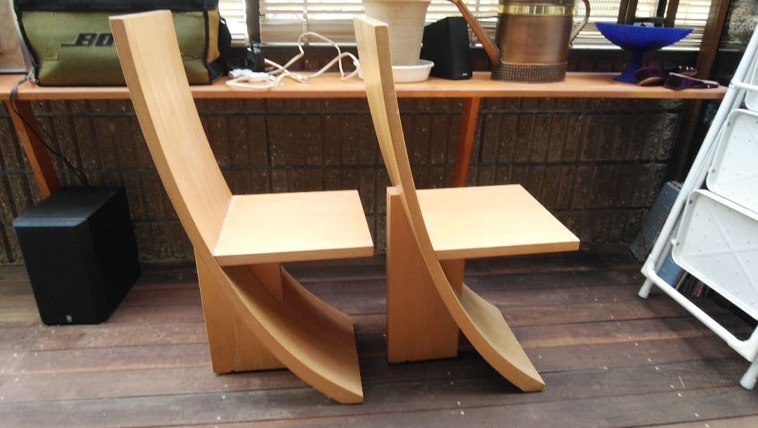 木製北欧モダンデザイン椅子2脚セット