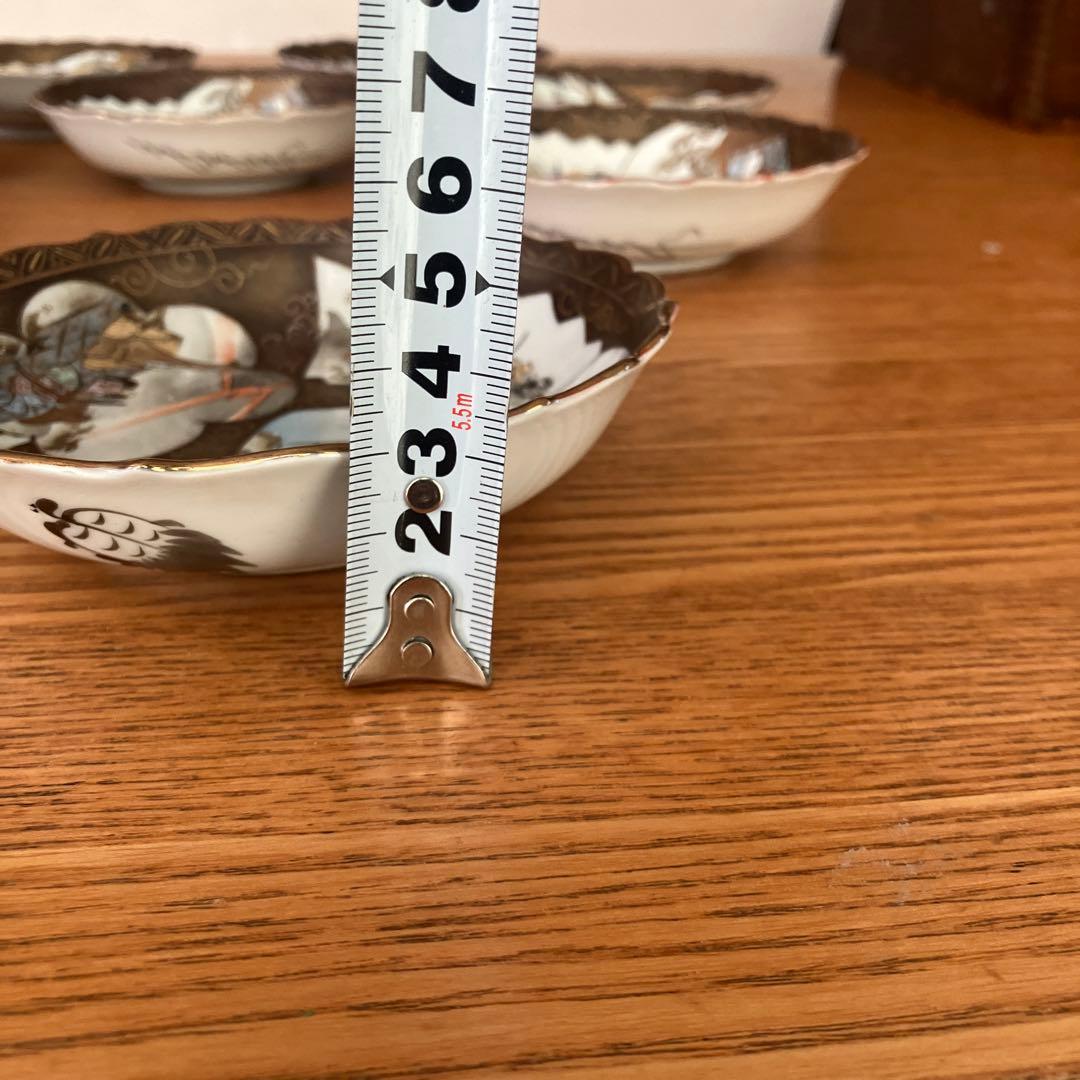 九谷焼　金彩赤絵人物文皿　8枚