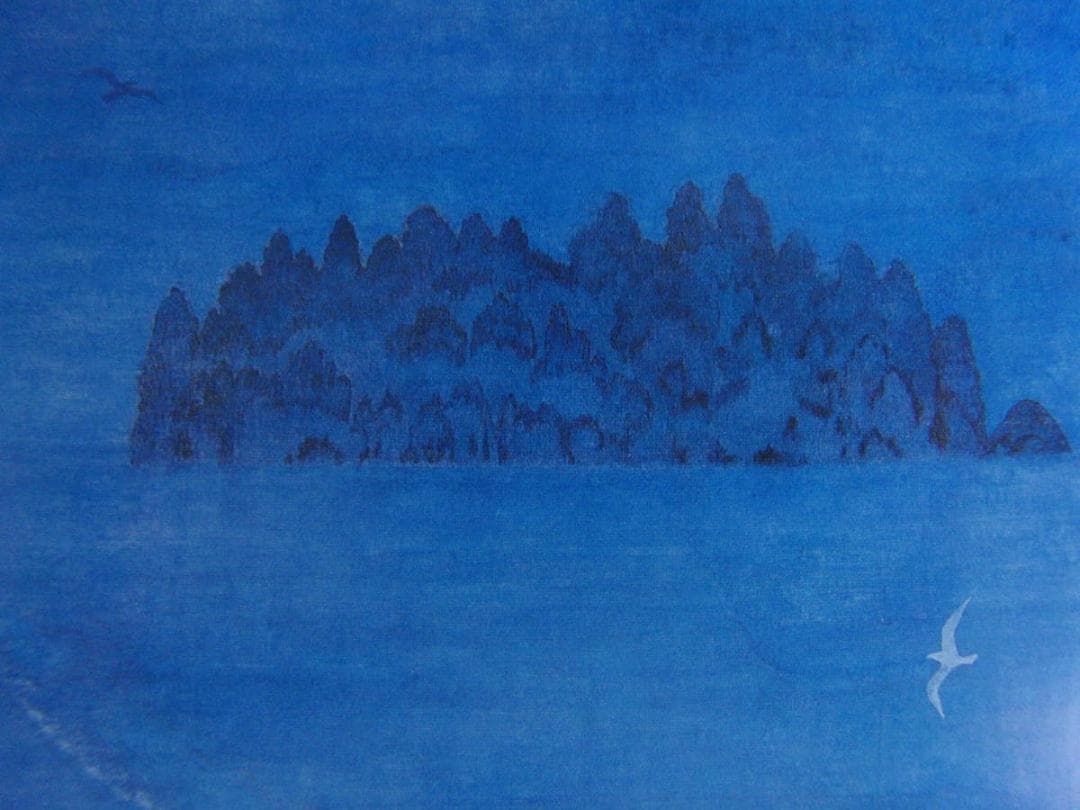 佐藤圀夫、【夕凪】、希少な額装用画集より、新品額装付、状態良好